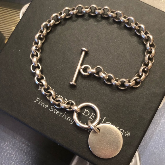 Silpada Sterling Silver Rolo Link Disc Charm Bracelet B0481 - Picture 1 of 9